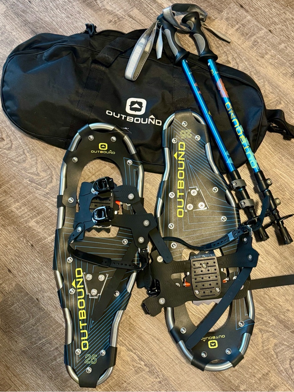 Outbound Lightweight Aluminum Snowshoes (25”) with Hiking Poles & Carrybag
